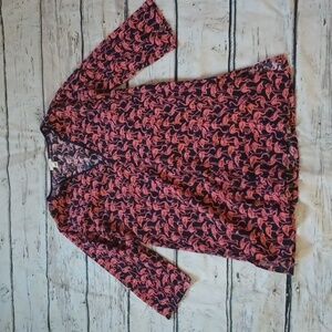 J Crew Factory Pink Navy Blue Flamingo Print Cotton Tunic Top S